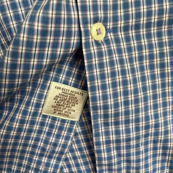 Peter Millar Shirt Mens XL Blue Check Crown Sport Button Down Silk Cotton - Picture 6 of 13